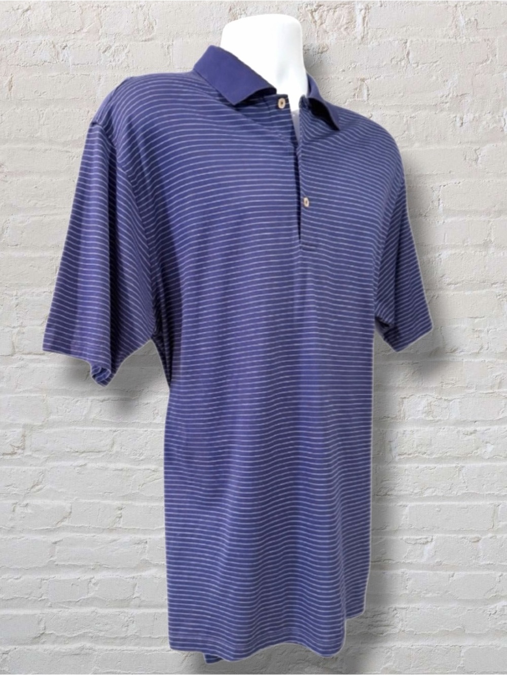 Peter Millar Blue Striped Golf Polo (MF16K05) Men’s Size - Large
